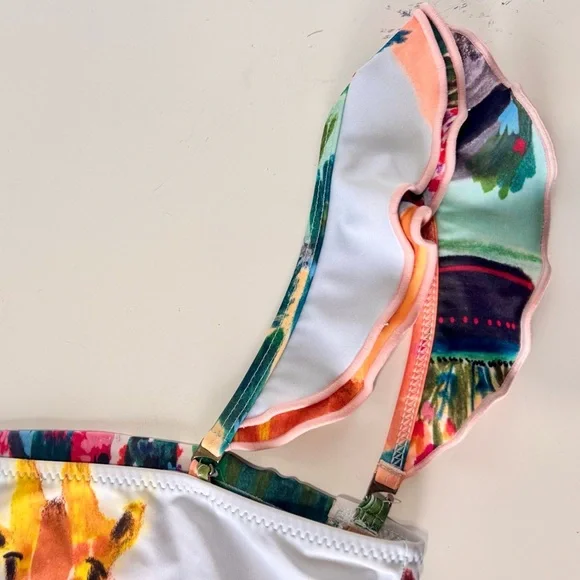 CAROLINA K. Giraffe Print Ruffle Sleeve One Piece Boho Swimsuit - Picture 8 of 16